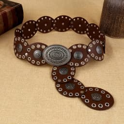 1pc Vintage Style Women'S Faux PU Belt with Oval Rivet Buckle Waistband Vintage Personalized Belts