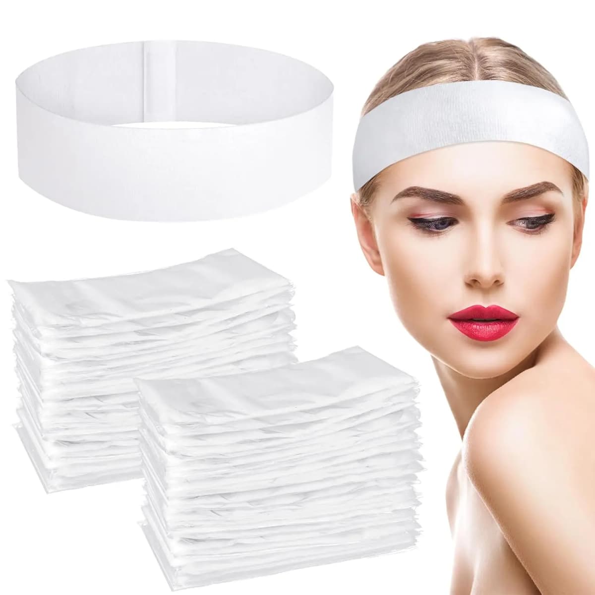 50 PCS Disposable Hairband for Women, Non-woven Fabric Spa Headband for Securing Hair during Facial Makeup Travel Spa Makeup