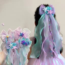 Mermaid headwear, children's princess bow, hairpin, girls' floating yarn, braided hair clip, mermaid maiden hair accessory