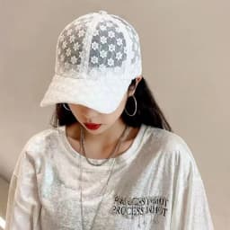 Lace Flower Thin Baseball Cap Female Spring And Summer Sunscreen Hollow Cap Breathable Sweet Adjustable Head Circumference