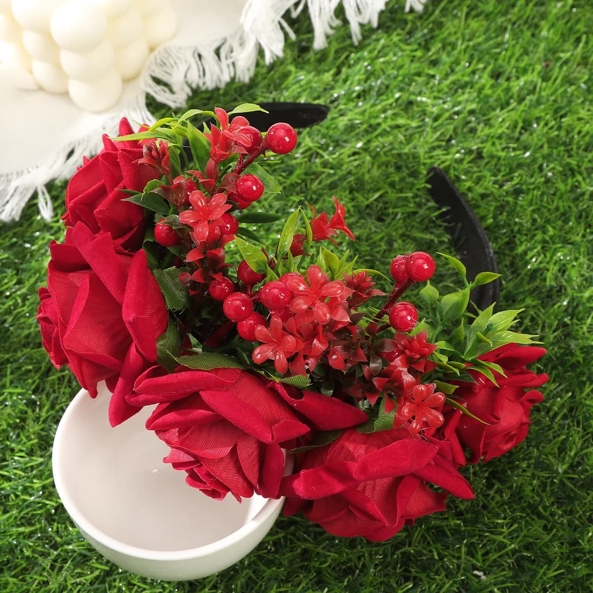 Spring Rose Flower Crowns Hair Bands Romantic Floral Garlands for Bride Wedding Women Stimulated Flower Wreaths Headband Girls