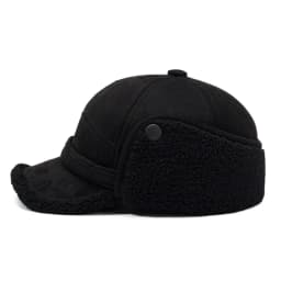 FS Vintage Black Brown Winter Baseball Cap For Men Thick Plush Bomber Hats Outdoor Windproof Women Earflap Hat Bone Masculino