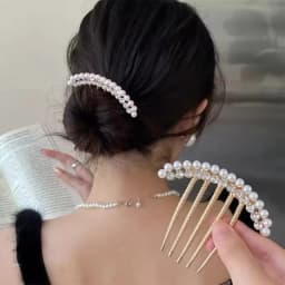 Pearl Water Diamond Metal Pan Hair Insert Comb Ball Head Party Pan Hair Comb Hairpin Wedding Holiday Gift Hair Accessory