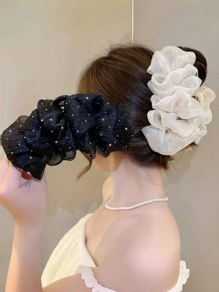 Oversized Double-Sided Diamond Bubble Clip Temperamental Mesh Hair Accessory For Women