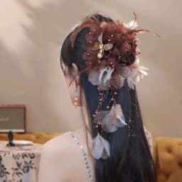 Flower Feather Tassel Hair Claw Women Large High-end Sense Hair Clip Versatile Back Of The Head Hair Accessories