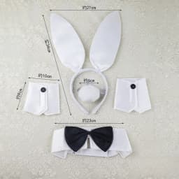 Easter Bunny Costume Set Women's Rabbit Ear Headband Collar Bow Tie Cuffs and Bunny Tail Accessories