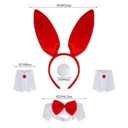 Easter Bunny Costume Set Women's Rabbit Ear Headband Collar Bow Tie Cuffs and Bunny Tail Accessories
