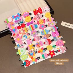 40 random cartoon cute hair clips with sweet and stylish hair accessories suitable for daily use