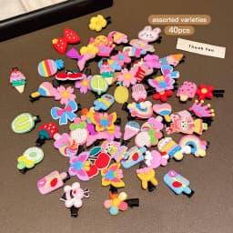 40 random cartoon cute hair clips with sweet and stylish hair accessories suitable for daily use