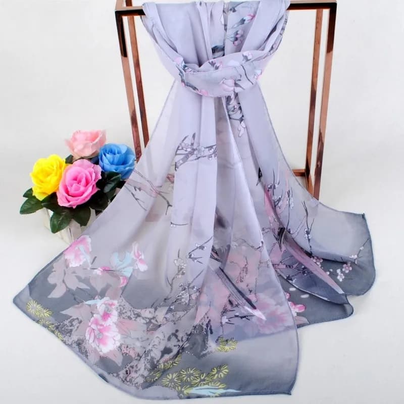 Spring New Lucky Bird Women's Chiffon Long Silk Scarf Headscarf Scarf Beach Scarf Small Gift