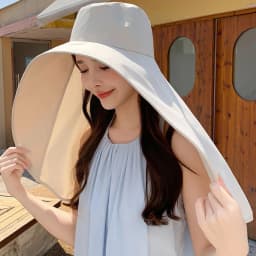 Sun Protection Hat with Neck Cover Soild Breathable Wide Brim Hats for Travel Holiday Beach Playing