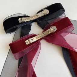 A Vintage and High-End French Hairpin with a Mesh Velvet Bow Ribbon