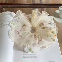 1pc Mesh Embroidery Flower Large Intestine Hair Ring, New Super Fairy Pastoral Style Tie Ponytail and Bun Hairstyle Head Flower