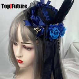 Headwear Spike Lolita Y2K Girl Gothic Punk Harajuku Ball Rose Pearl Feather Small Hat Elegant Hairpins Clip Hair Clip Hairgrips