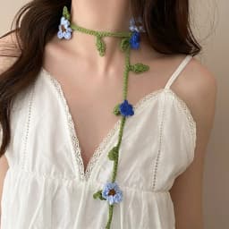 Cool Wool Knitted Scarf Handmade Crocheted Korean Style Rose Flower Shawl Harajuku Style Ribbon Knit Headband Ladies