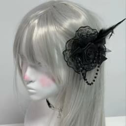 Lolita Hair Accessories Gothic Dark Retro Rose Feather Lace Headwear Flower Ball Hair Clips Subculture Sweet Style Clips Kawaii
