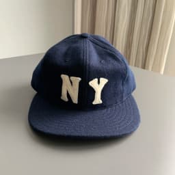 Vintage American Clean Fit Wool Baseball Cap round Crown Flat Brim Thickened College Style Casual Cotton Geometric Pattern Un...