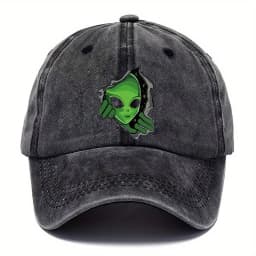 Alien patterned baseball cap adjustable for men and women, ideal choice for outdoor fashion, playful patterned hat