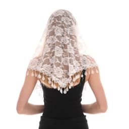 Fashion Solid Triangle Veil Scarf Women Polyester Jacquard Rose Shawl Wedding Turban