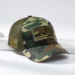 Cross-border Fashion Patch American Flag Camouflage Mesh Baseball Cap Outdoor Versatile Sunshade Baseball Cap