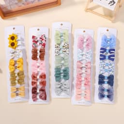RAINBOW BOWS 10Pcs/Lot Fresh Print Cloth Hair Clips for Kids Exquisite Flowers BB Hairpins Girl Hairgripe Headwear Gift Set