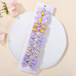 RAINBOW BOWS 10Pcs/Lot Fresh Print Cloth Hair Clips for Kids Exquisite Flowers BB Hairpins Girl Hairgripe Headwear Gift Set