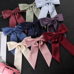 Solid Color Threaded Diagonal Ribbon Bow Tie Collar Bowknot Set Flower Double-Layer Jk College Style Accessory