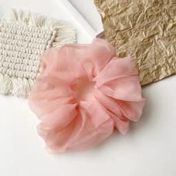 1 Piece of Oversized Mesh Large Intestine Hair Ring with Flower Bud and Bright Organza Large Intestine Ring for Women