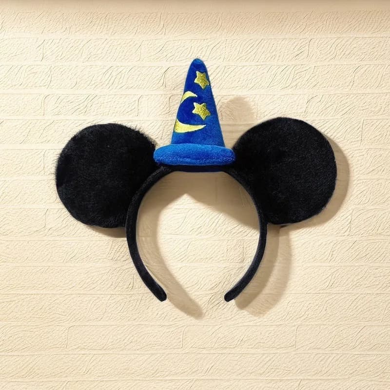 1pc Minnie Mouse Ear Hairband Blue Star Crescent Rod Soft Polyester Headpiece Girls Princess Party Birthday Creative Gift
