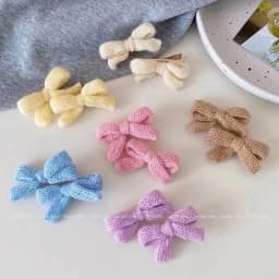 2pcs New Colored Wool Bow Hairpins Cute Versatile Ponytail with Side Clip Headwear Girls Women Hair Accessories