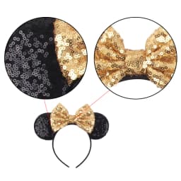 2026 Classical Mouse Ears Headband Embroidery 5" Sequins Dot Bow Hairband For Girls Featival Party DIY Hair Accessories
