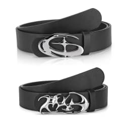Creative Men's Geometric Automatic Buckle PU Belt Fashionable Men's Paired With Shorts Casual Pants Unique Design For Men