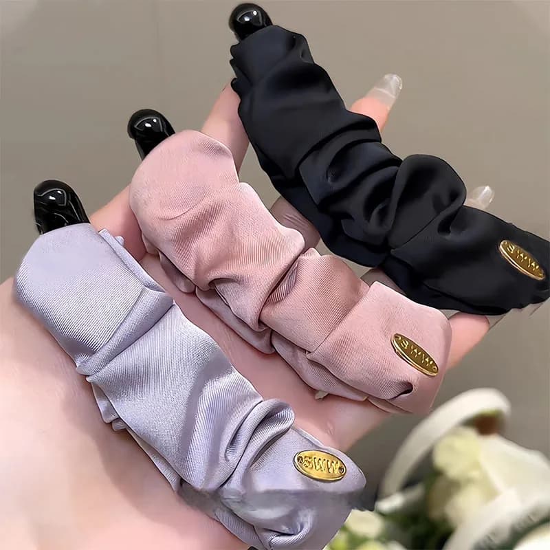 Elegant Solid Fold Fabric Banana Hairpin For Women Girls High Ponytail Holder Hair Clip Barrette Fashion Hair Accessories