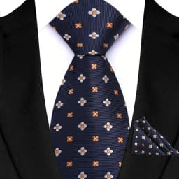 Luxury Mens Tie Luxury Navy Color 8cm NeckTie Pocket Square Set For Men Formal Fashion Wedding Business High Quality Gravata
