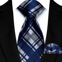 Luxury Mens Tie Luxury Navy Color 8cm NeckTie Pocket Square Set For Men Formal Fashion Wedding Business High Quality Gravata