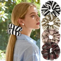 1PC Plaid Hair Scrunchies For Women, Multi-color Checkered Hair Ties, Vintage Elastic Hair Bands, Korean Style Hair Accessory