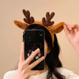 Christmas Costume Snowflake Deer Ears and Antlers Headband Cosplay Accessories Realistic Animal Ears Plush Headwear Hair Accessories