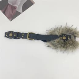 1PC Punk PU Studded Fur Belt Y2K Vintage Faux Fur Waistband Metal Plush Furry Waistband Jeans Waist Belts Accessories