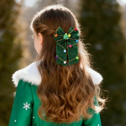 New Year Christmas Bow Hair Clips Christmas Tree Decoration Hairpins Glittery Colorful Pom Poms Barrette For Girls Accessories
