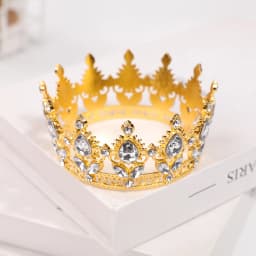 Rose Gold Powder Diamond Round Crown - Luxury Water Droplet Style Children's Birthday Crown - Princess Style Wedding Dress Accessory