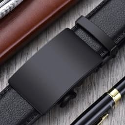 Alloy Automatic Buckle Men's Belt (Non-Iron, Rustproof), Premium Large Size Dress Belt for Business Casual, Lightweight Durable