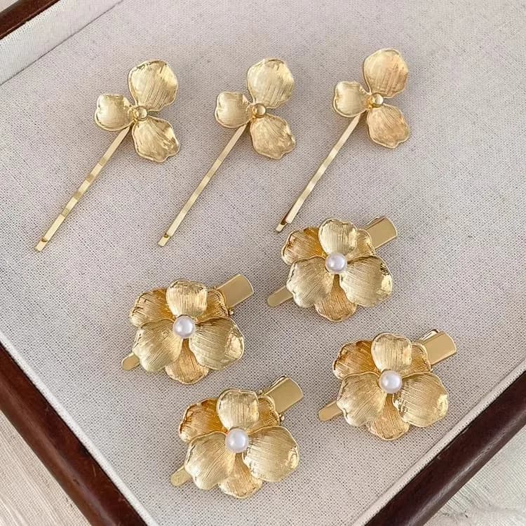 Gold Flower Crystal Hair Clips for Women Hairpins Girls Side Bangs Clips Flower Barrette Hawaiian Wedding Party Bag Hair Tools