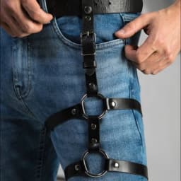 Men's Leather Punk Leg Harness, Harness Leg Garter Caged Thigh Garter Gothic Waist Belt for Rave Party Outfit