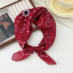 Small Linen-cotton Scarves For Women 58*58cm Lightweight Soft Breathable Neckerchief Boho Print Dot Paisley Bandana Hair Scarf