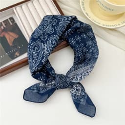 Small Linen-cotton Scarves For Women 58*58cm Lightweight Soft Breathable Neckerchief Boho Print Dot Paisley Bandana Hair Scarf