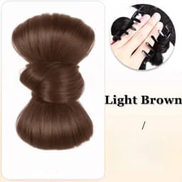 New Synthetic Hair Bun Claw Clip Bowknot Fluffy Bun Head Wig Natural Brown Black Hairpiece Women