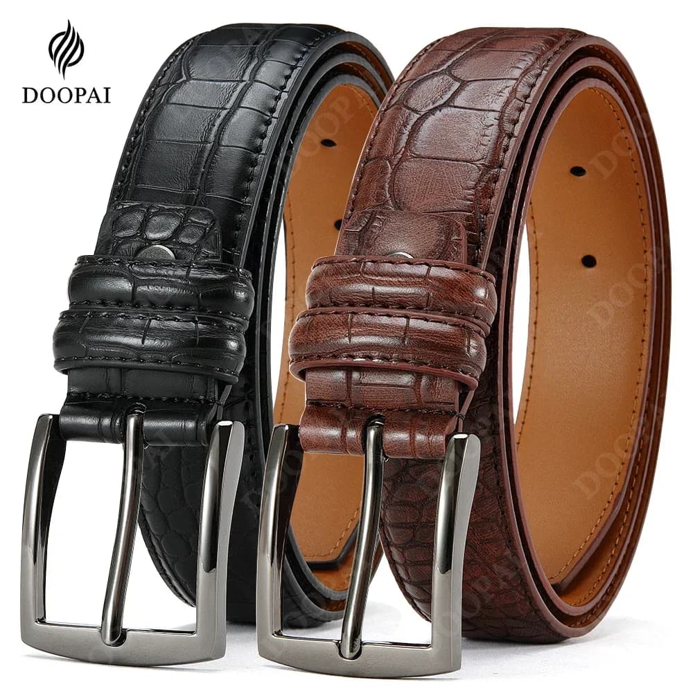 Men Top Quality PU Luxury Leather Waist Strap Black Male Automatic Buckle Jeans Belts for Men