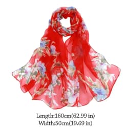Summer Embroidered Silk Scarf Sun-Resistant Breathable Long Wraps Smooth Chiffon Sunscreen Hijab for Women