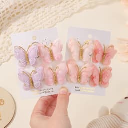 RAINBOW BOWS 4 Pcs / Set Girl Double Butterfly Hair Clips DIY Hairgrip Hat Hair Accessories Set