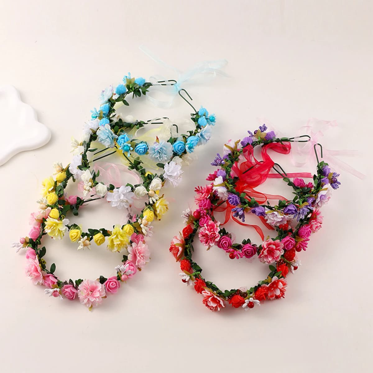 Bridal Flower Crown Headpiece DIY Hair Accessory for Wedding Bride Party Decoration Floral Wreath Hairband Hair Styling